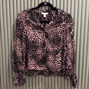 Topshop Leopard Print Button Down